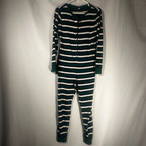 Striped One-Piece Pajamas | Green Navy White | M